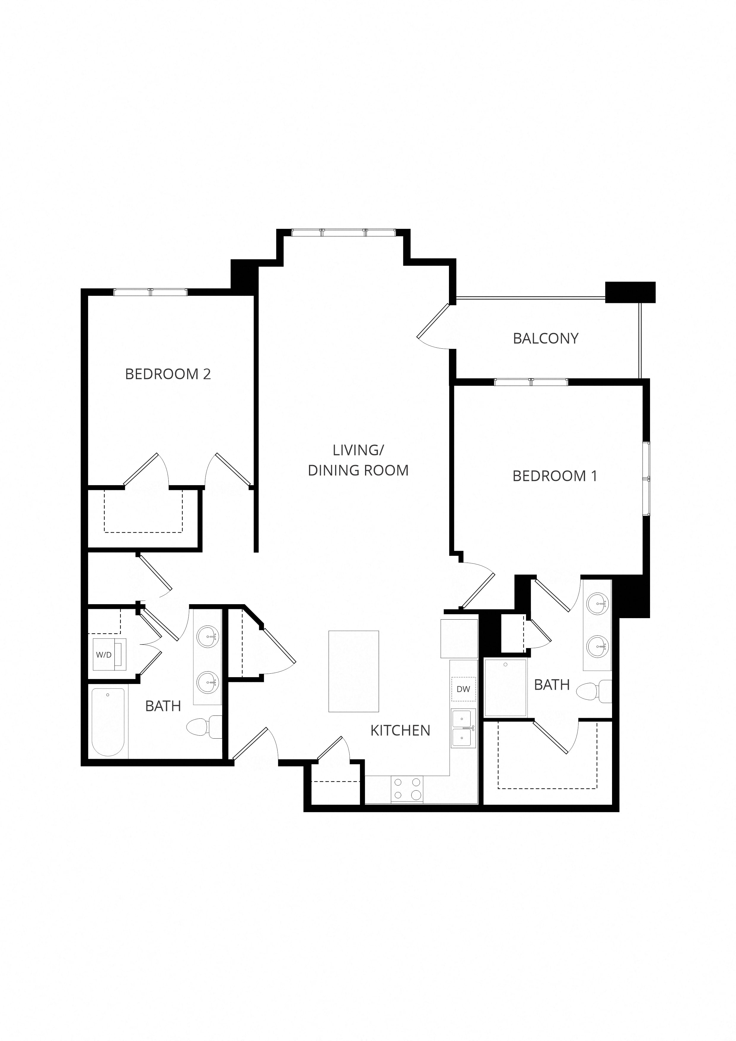 2x2 M floor plan
